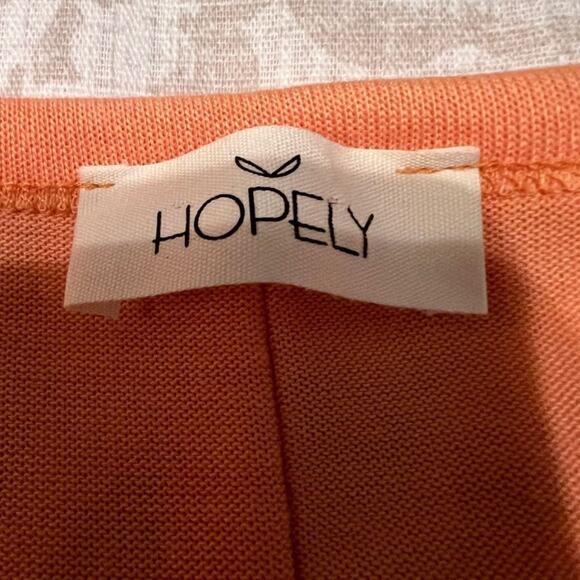 Hopely popover top orange knit raw seaming short sleeve loose fit tunic tee Sz M - Picture 8 of 9